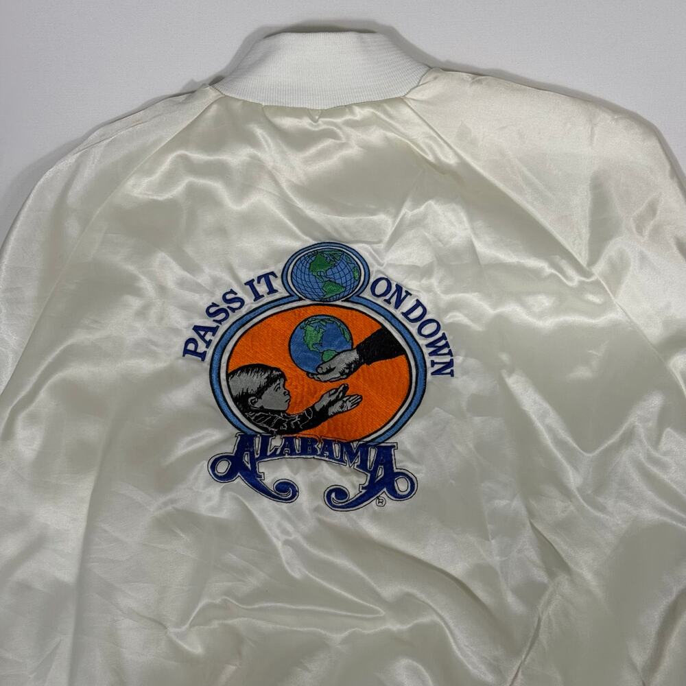 Vintage Alabama Satin Bomber Jacket White‎ USA Made Medium